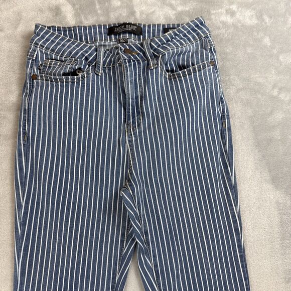 Judy Blue 5/27 Stripe Super Flare High Waist Ruby Ya Ya Shirley Jeans Boho - Picture 2 of 14